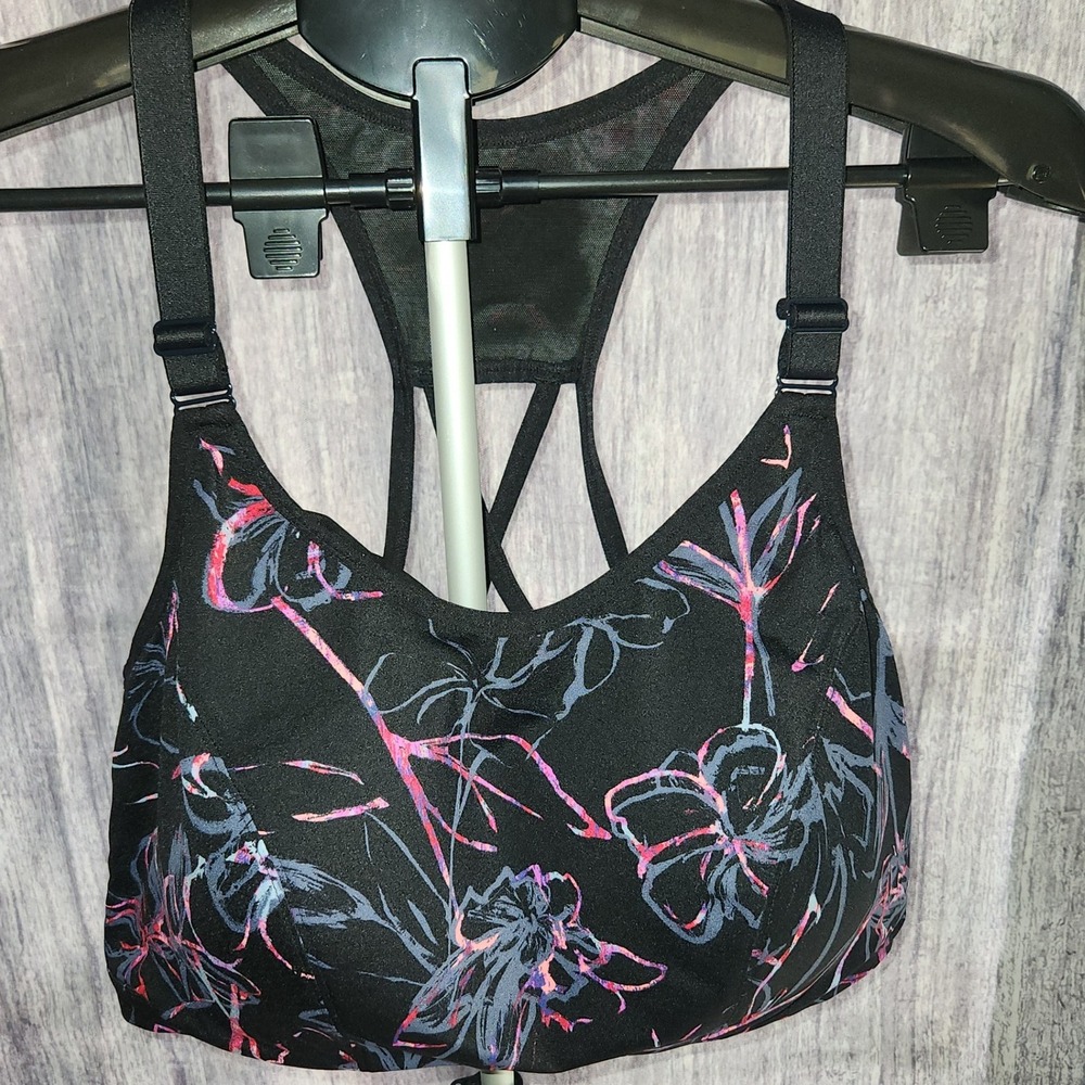LIVI Floral Print Adjustable Strap Light Impact Sports‎ Bra 44DD